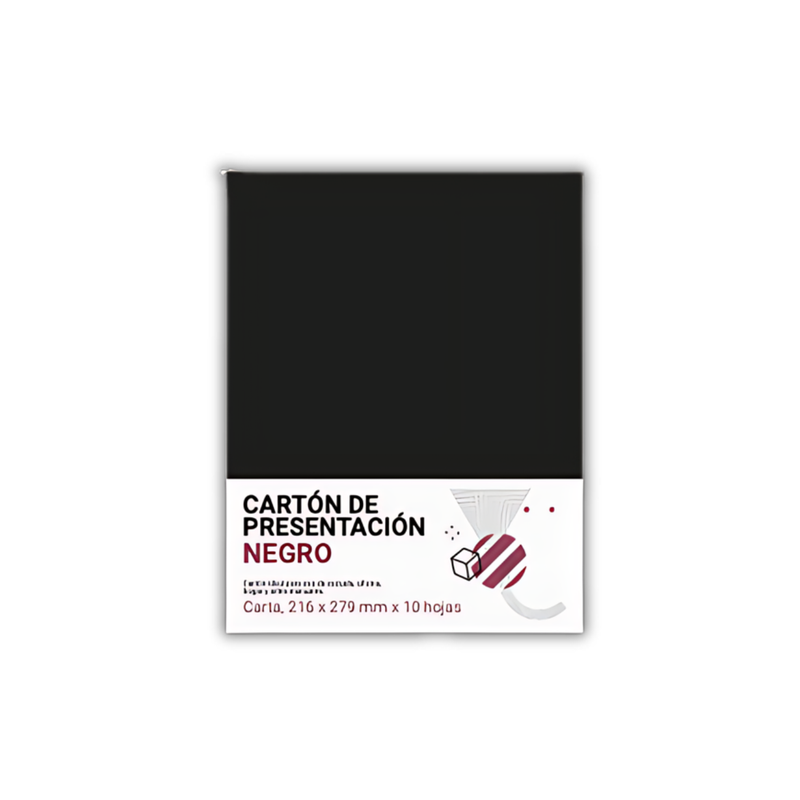 CARTON PRESENTACION NEGRO CARTA 8.5 X 11" (PAQ 10)