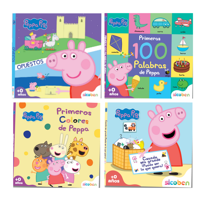 APRENDO CON PEPPA PIG LIBRO CARTON DURO-10 PAG -4 PORTADAS -MEDIDAS 20X20 CM SICOBEN