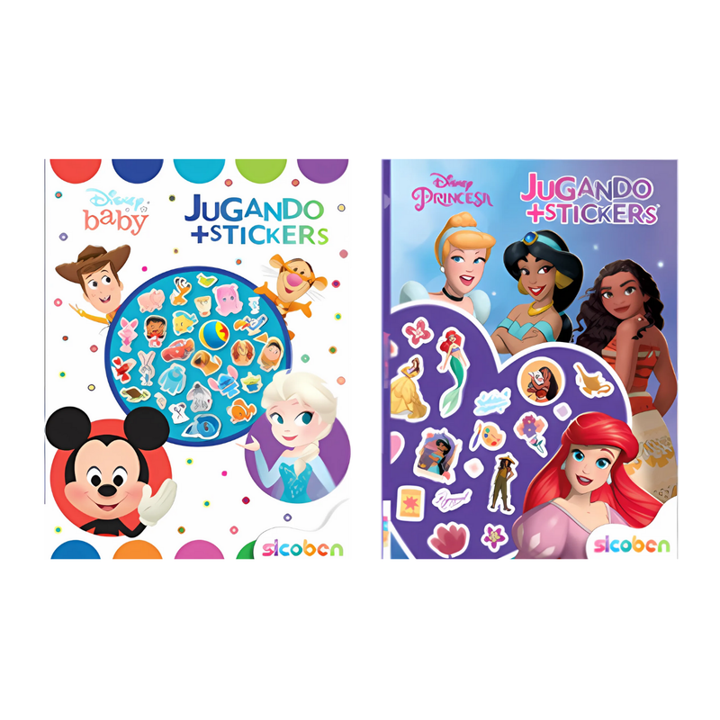 JUGANDO + STICKERS DISNEY 27X20CM  24 PAG + 1 STICKERS SICOBEN