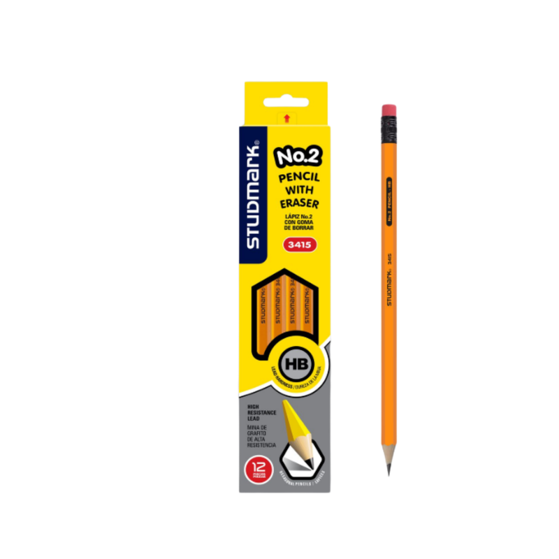 LAPIZ AMARILLO HB CON BORRADOR STUDMARK