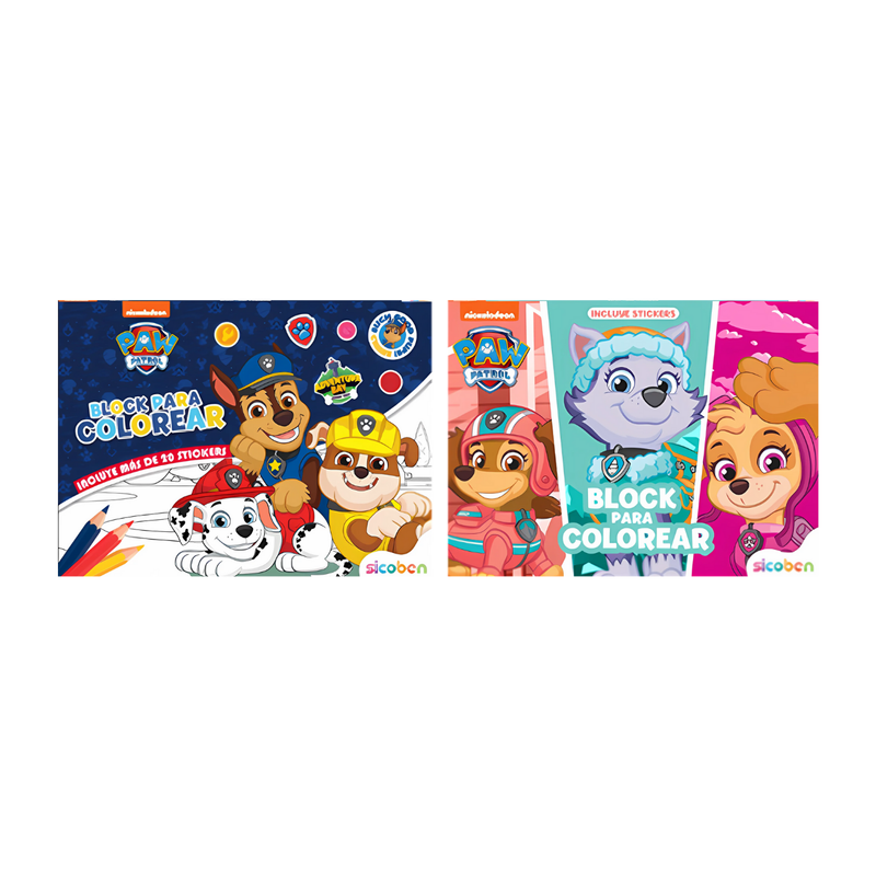 MI BLOCK DE COLOREAR PAW PATROL 2 TITULOS  24 PAG SICOBEN