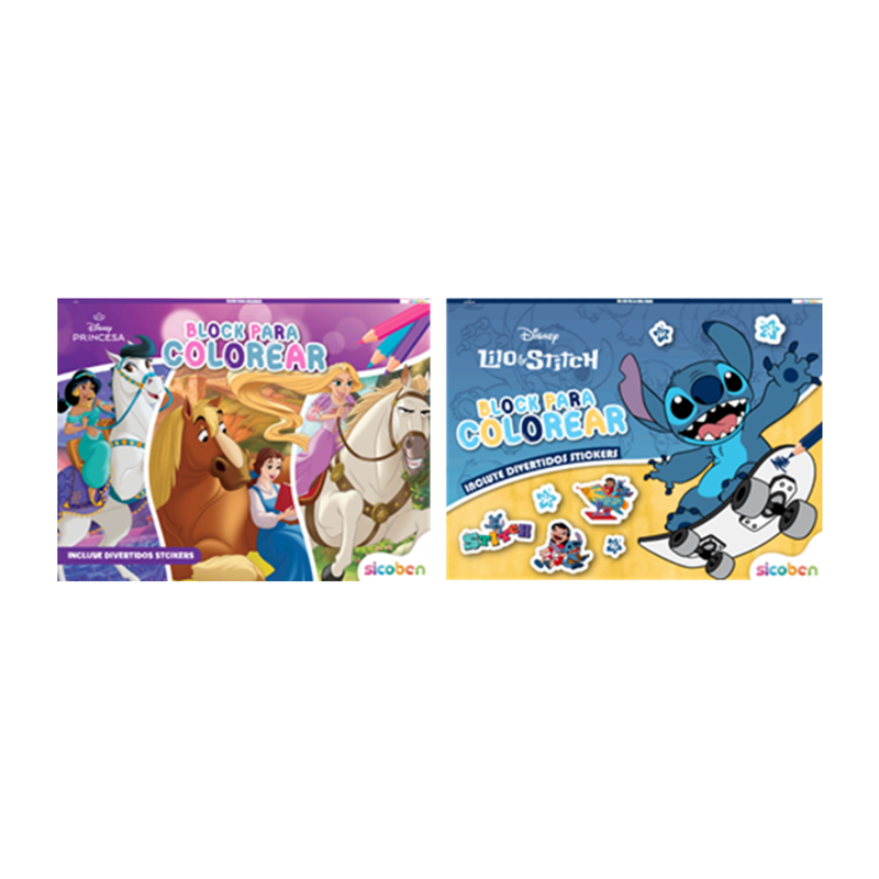 MI BLOCK DE COLOREAR | DISNEY 2 TITULOS TÍTULOS CON 24 PAG +1 PAG STICKERS SICOBEN