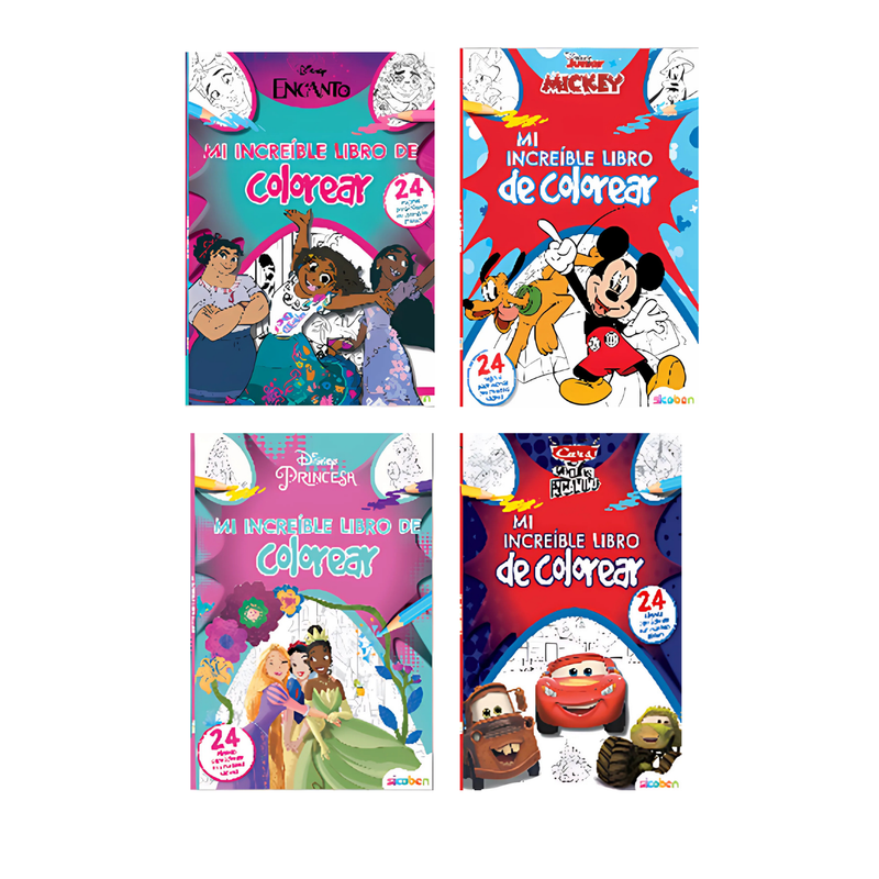 MI INCREIBLE LIBRO DE COLOREAR - DISNEY  24 PAG BLANCO Y NEGRO +1 PAG STICKERS SICOBEN