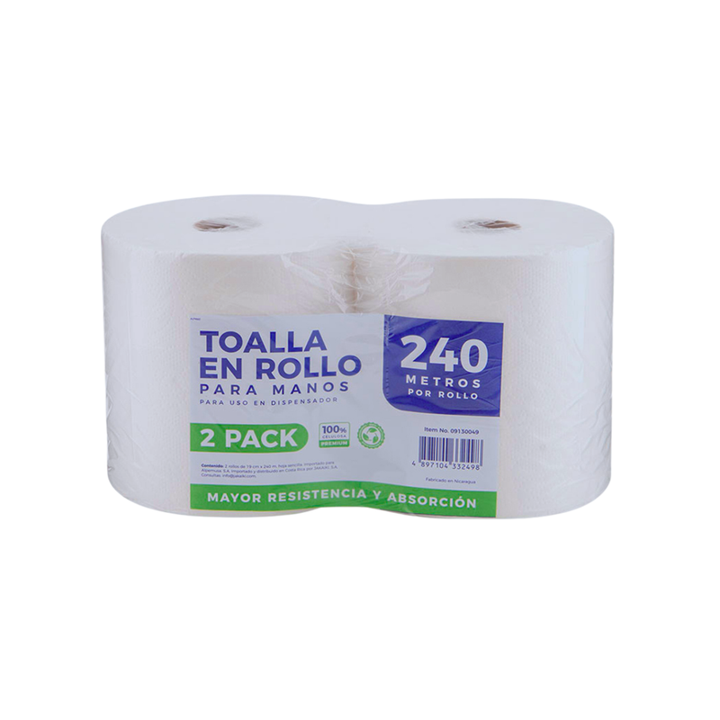 MJR TOALLA DE MANOS ROLL 240MTS (PAQ 2)