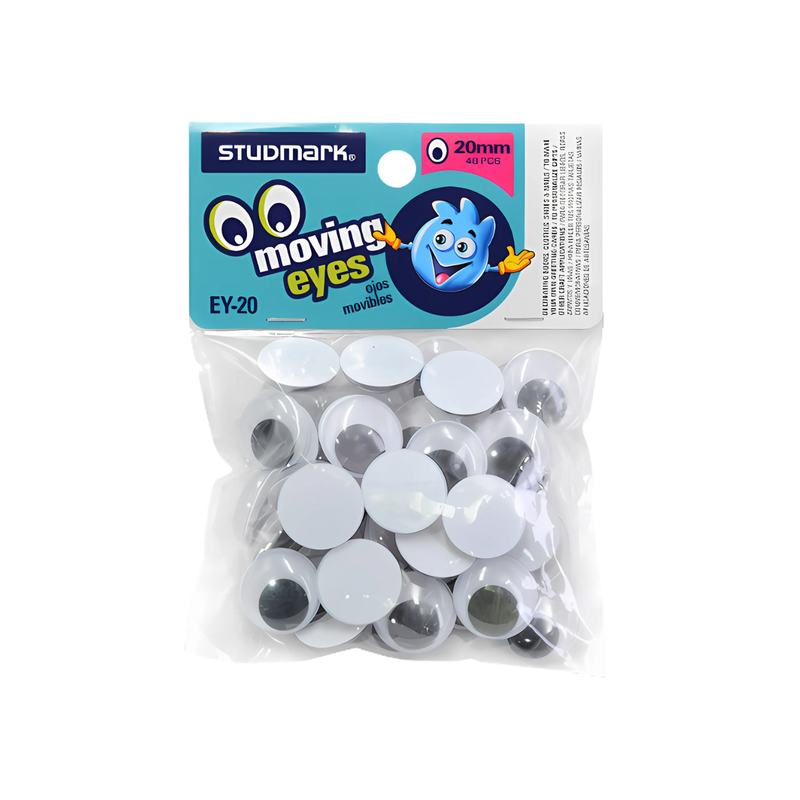 OJOS MOVILES NEGROS 20MM (PAQ 48)