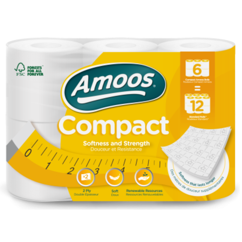 PAPEL HIG. AMOOS COMPACT DOBLE H 266H 18 ROLLOS 