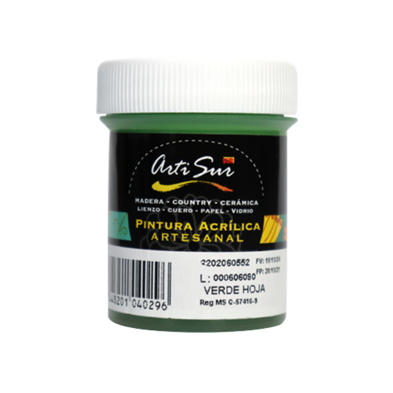 PINTURA ARTESANAL VERDE 30ML ARTISUR