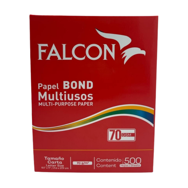 RESMA PAPEL BOND FALCON T/CARTA (70G) ROJO