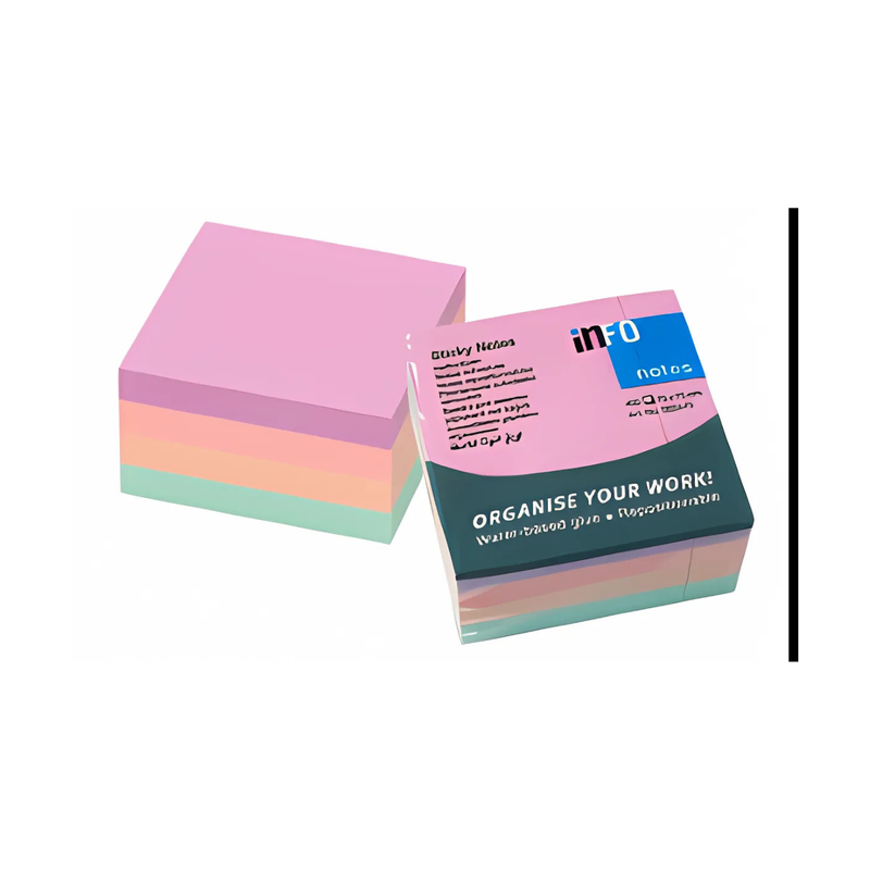 BLOCK QUITA Y PON 3" X 3" 4 COL. PASTEL 400 H. INFO