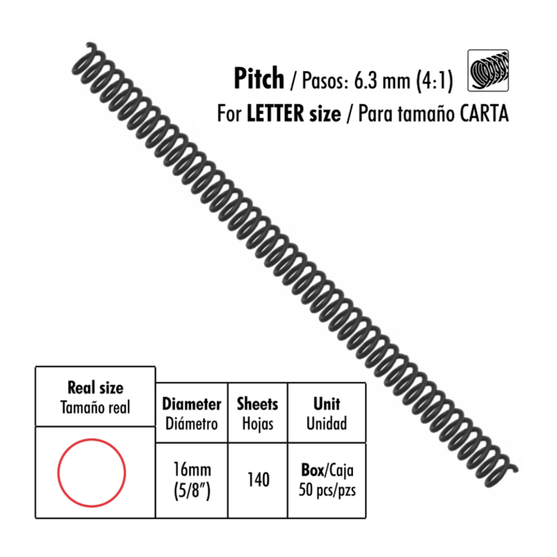 RESORTE 16 MM (5/8 PULG ) 50 UNIDADES