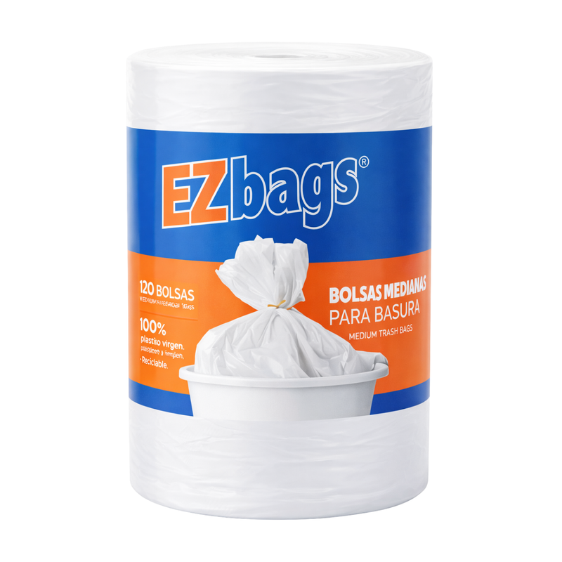 ROLLO BOLSAS BASURA EZBAGS BLANCA MEDIANA 139 UNIDADES