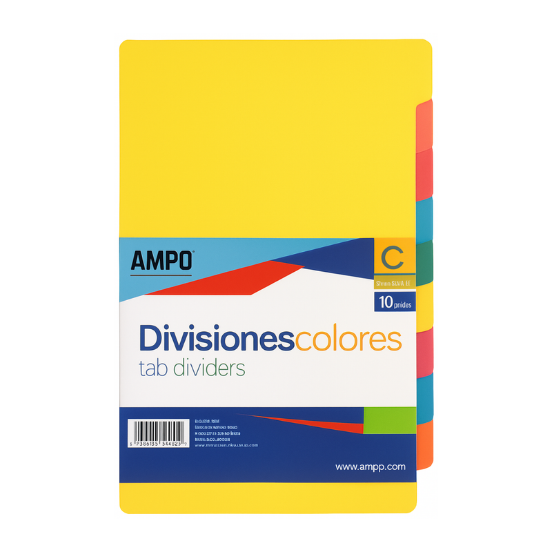 SEPARADOR 10 DIVISIONES COLORES AMPO (PAQ 10)
