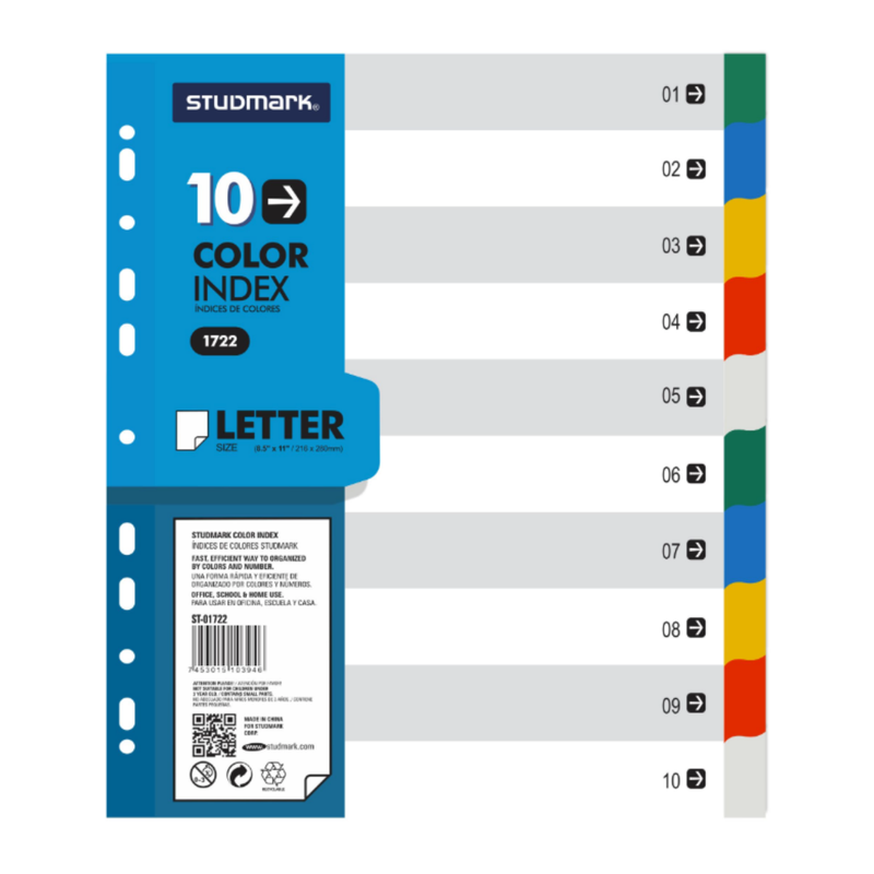 SEPARADORES PLASTICOS CARTA 12 DIVISIONES CON BOLSILLO FRONTAL