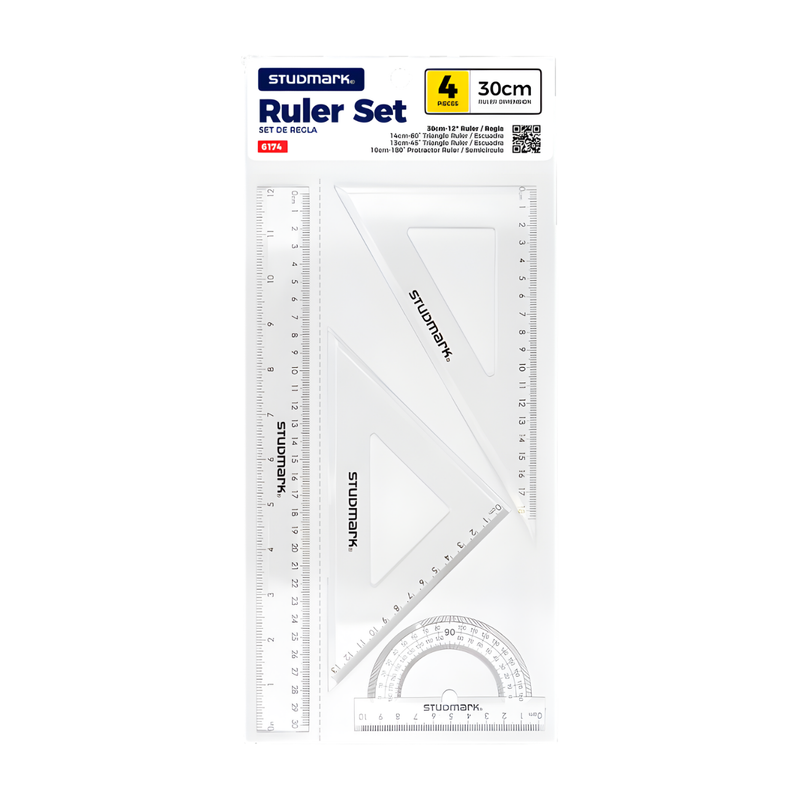 SET DE GEOMETRIA 30 CM TRANSPARENTE STUDMARK