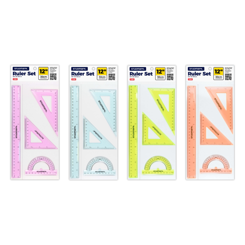 SET DE GEOMETRIA 30CM 4 PZS COLORES STUDMARK