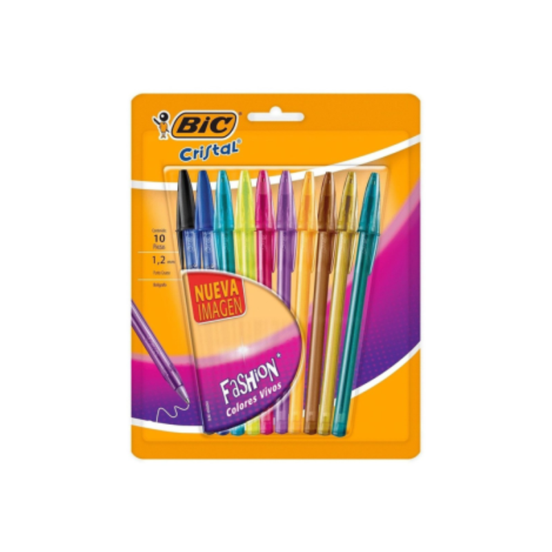 BOLIGRAFO BIC CRISTAL FASHION X10 BLISTER