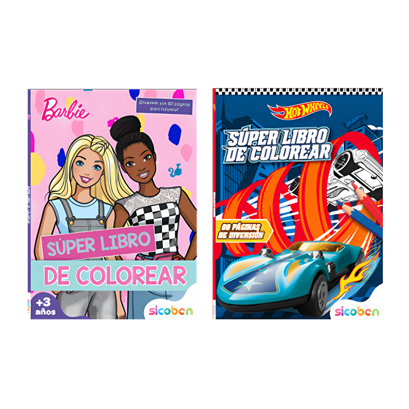 SUPER LIBRO DE COLOREAR MATTEL 2 TITULOS 80 PAG SICOBEN