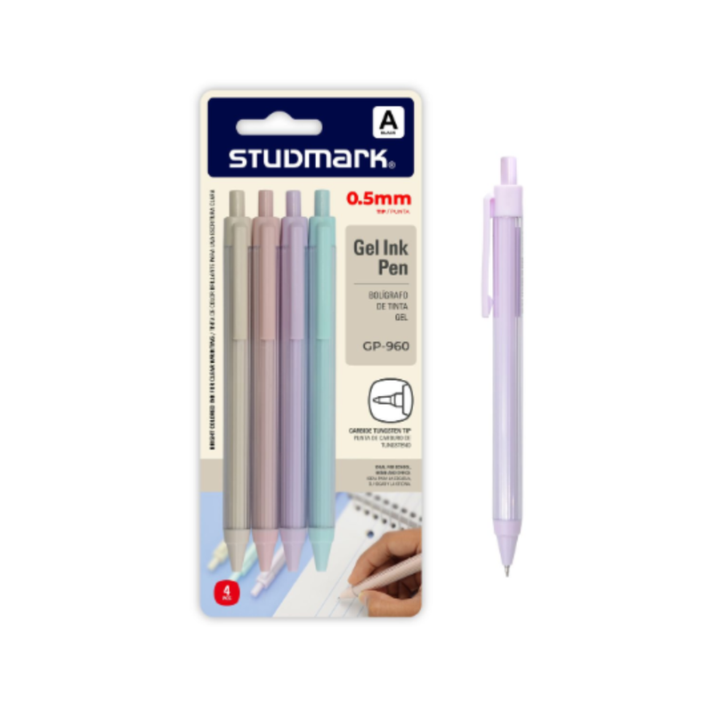 BOLIGRAFO GEL STUDMARK 0.5 MM NEGRO 4UDS