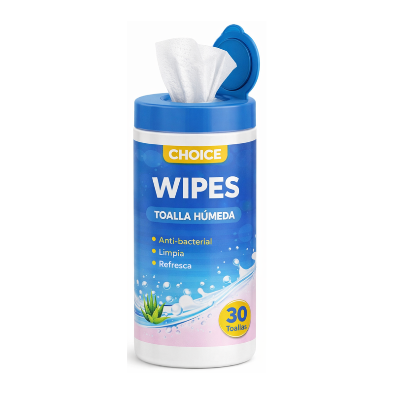 TOALLA WIPES HUMEDA CHOICE (BOTE 30)