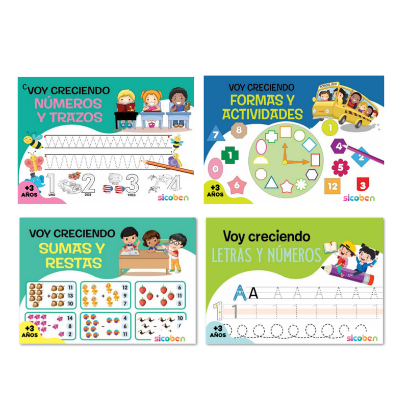 VOY CRECIENDO LIBRO DE ACTIVIDADES - 4 TÍTULOS TAPA BLANDA - 96 PAG A COLOR SICOBEN