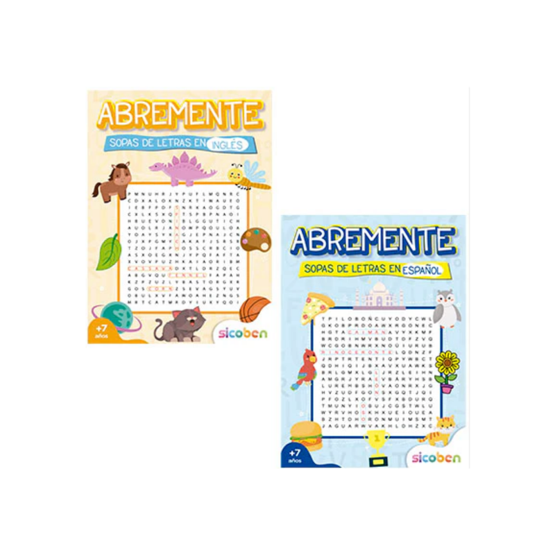 ABREMENTE SOPAS DE LETRAS INGLES/ESPAÑOL 48PAG BLANCO Y NEGRO SICOBEN