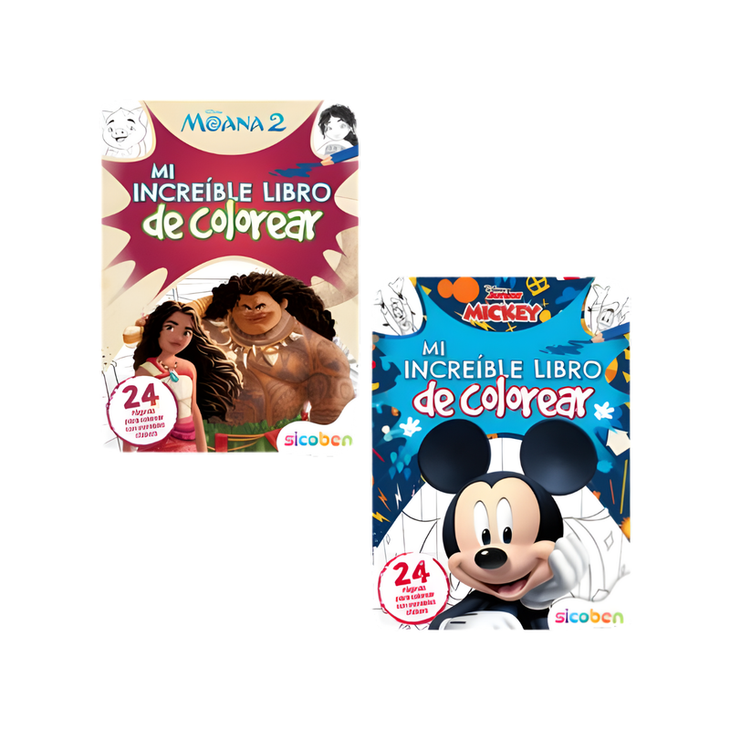 COLECCIÓN MI LIBRO DE COL CON STICKERS DISNEY 2 TITULOS 24PAG SICOBEN 