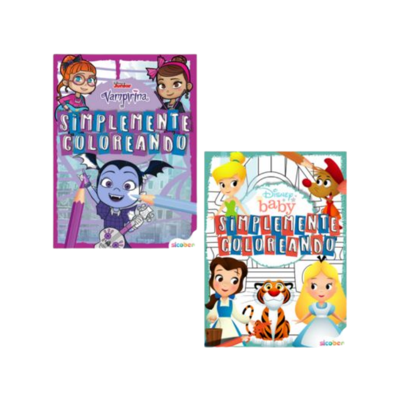 COLECCIÓN SIMPLEMENTE COLOREANDO DISNEY 2 TITULOS 24PAG SICOBEN
