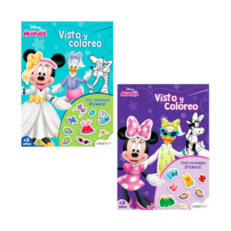 COLECCIÓN VISTO Y COLOREO DISNEY AZUL/MORADO 2 TITULOS 16PAG SICOBEN 