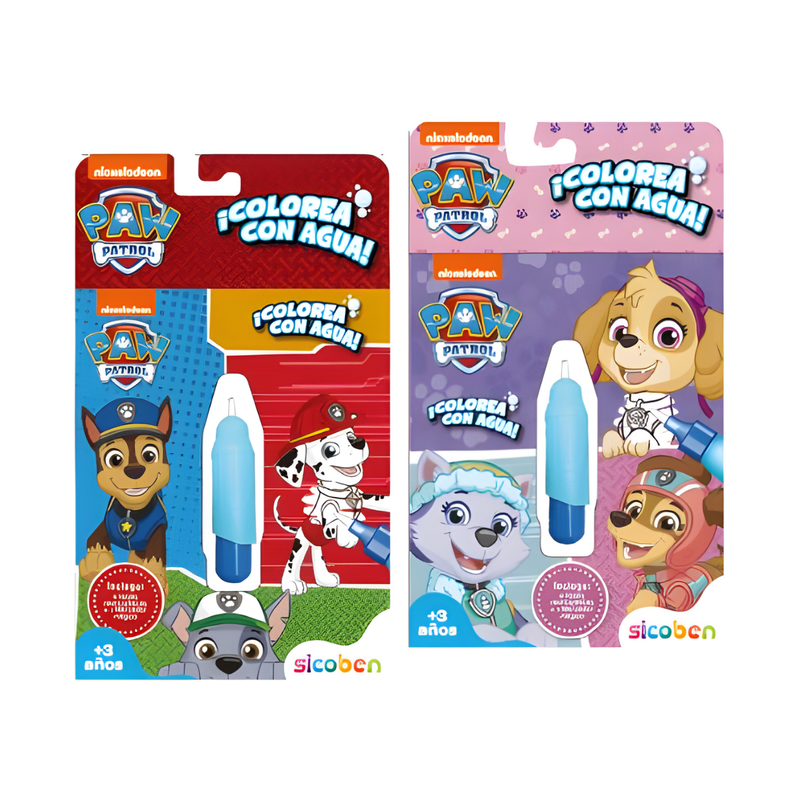 COLOREAR CON AGUA PAW PATROL 4PAG C/DURO Y PINCEL MAGICO SICOBEN