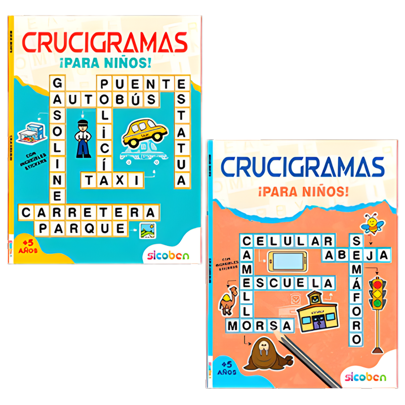 MEGAMENTE CRUCIGRAMAS TRABAJO DESARROLLO COGNITIVO 2 PORTADAS 48PAG Y 2PAG STICKERS SICOBEN