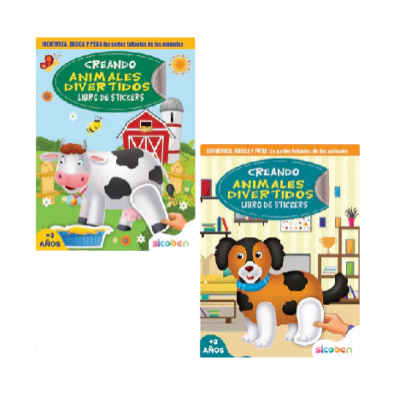 PERRO Y VACA ANIMALES DIVERTIDOS LIBRO 32PAG/STICKERS SICOBEN 
