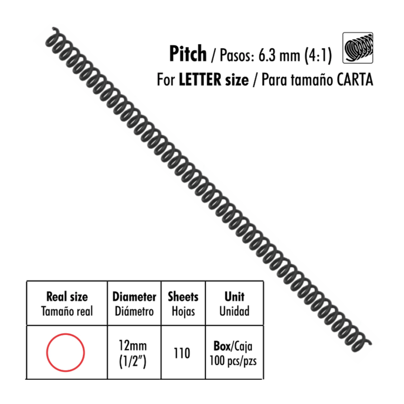 RESORTE ESPIRAL PLAST 1/2 NG 12MM 100UDS STUDMARK