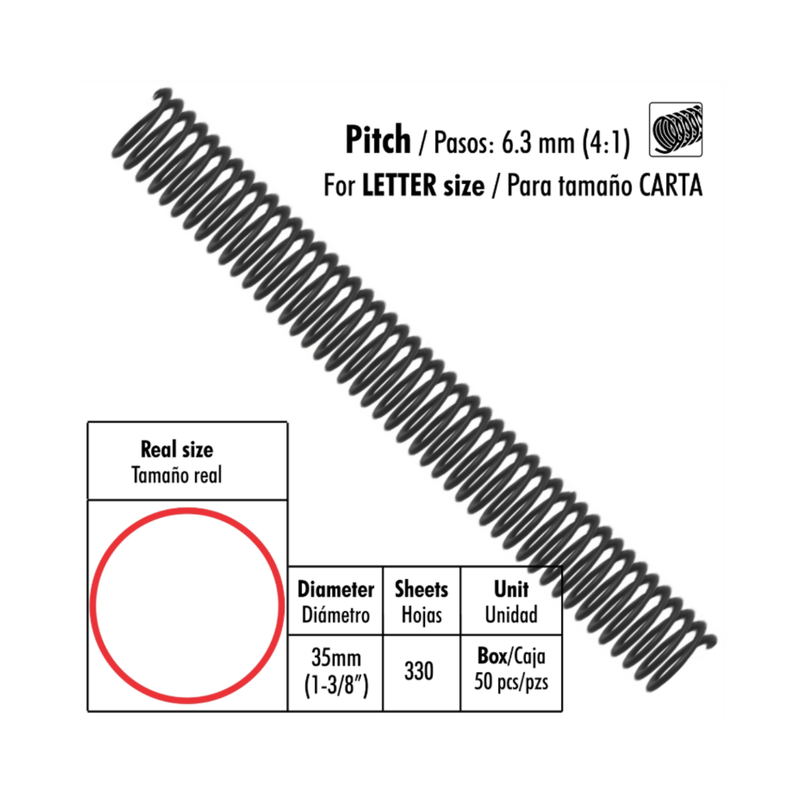 RESORTE ESPIRAL PLAST NG 1-3/8 35MM 30UDS STUDMARK