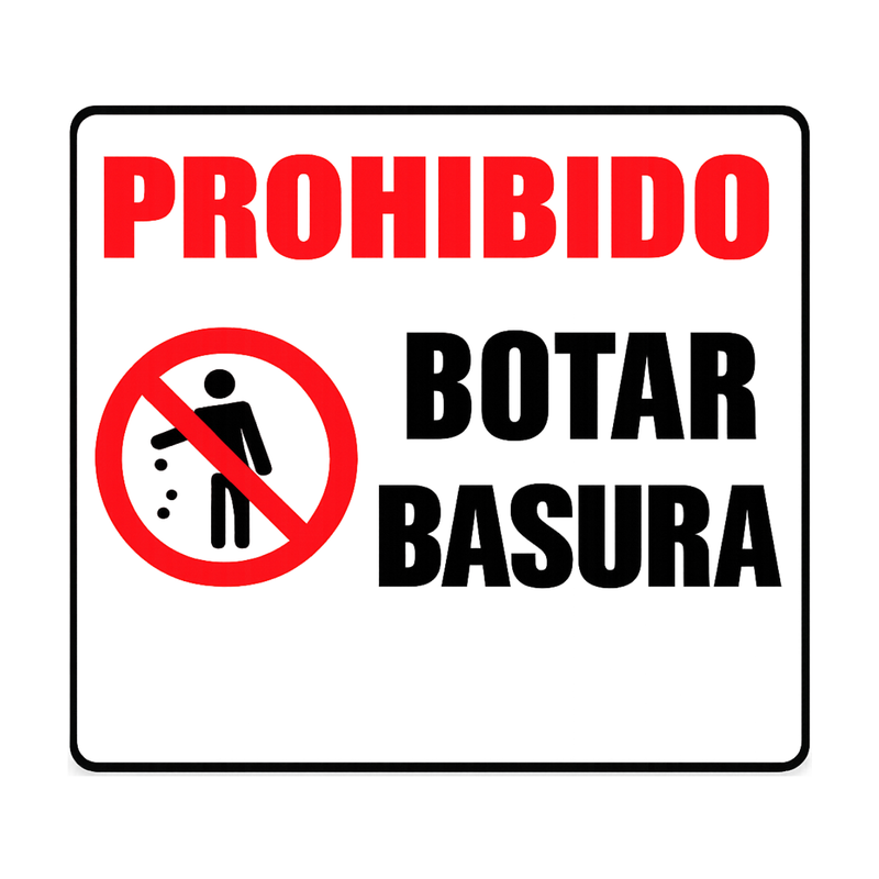 ROTULO PROHIBIDO BOTAR BASURA 20X30CM