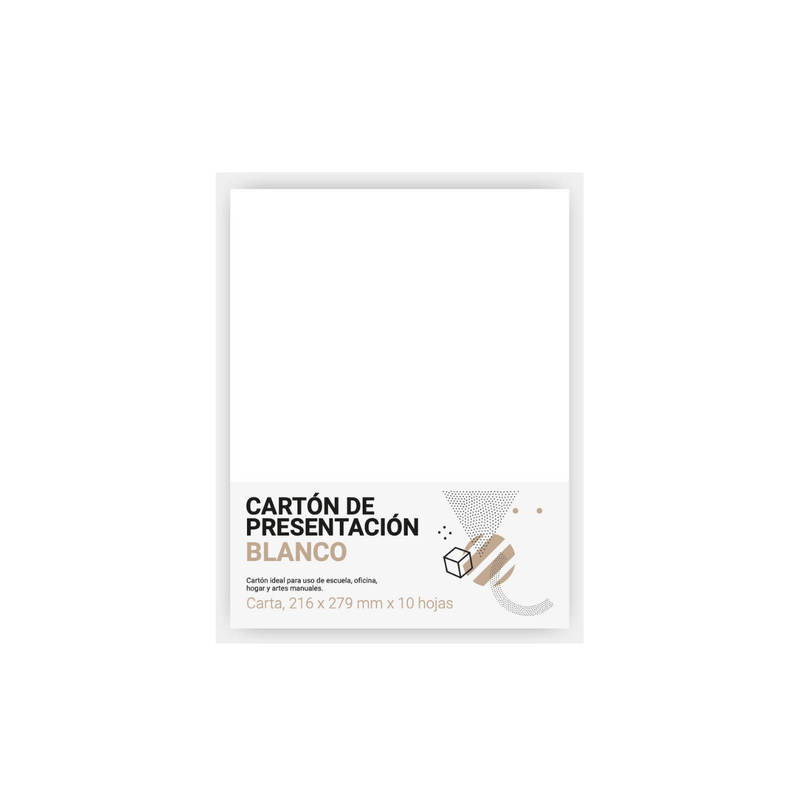 CARTON PRESENTACION BLANCO CARTA 8.5 X 11"( PAQ 10)