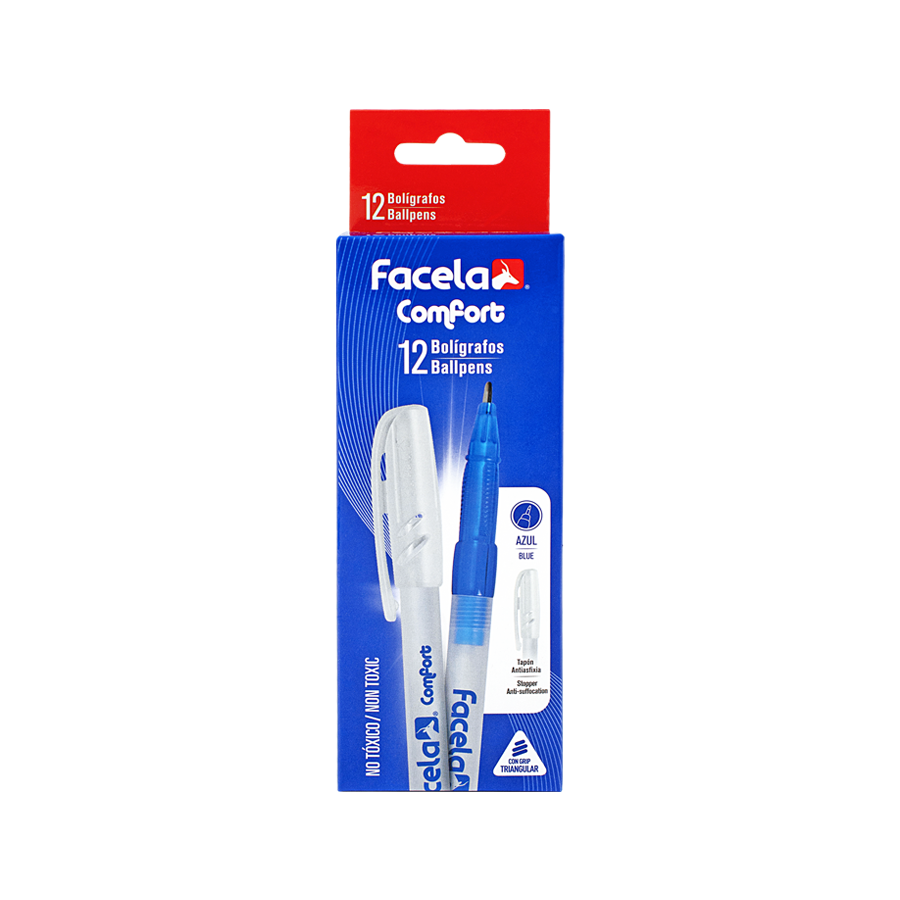 BOLIGRAFO COMFORT AZUL 12UDS FACELA