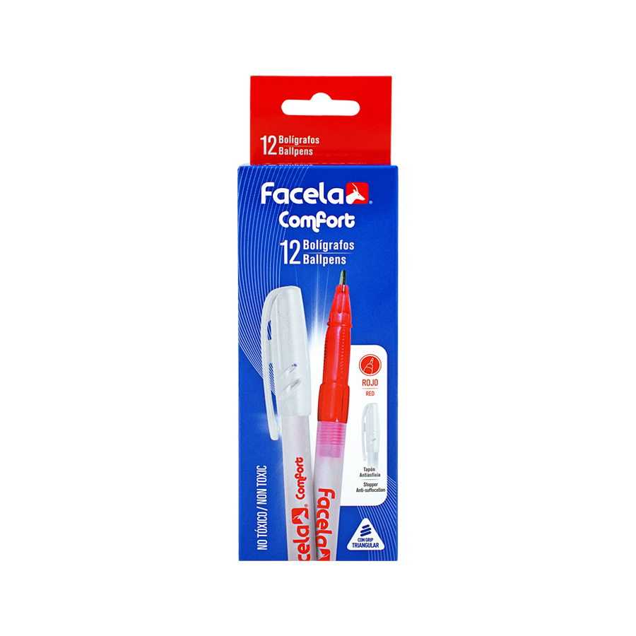BOLIGRAFO COMFORT ROJO 12UDS FACELA