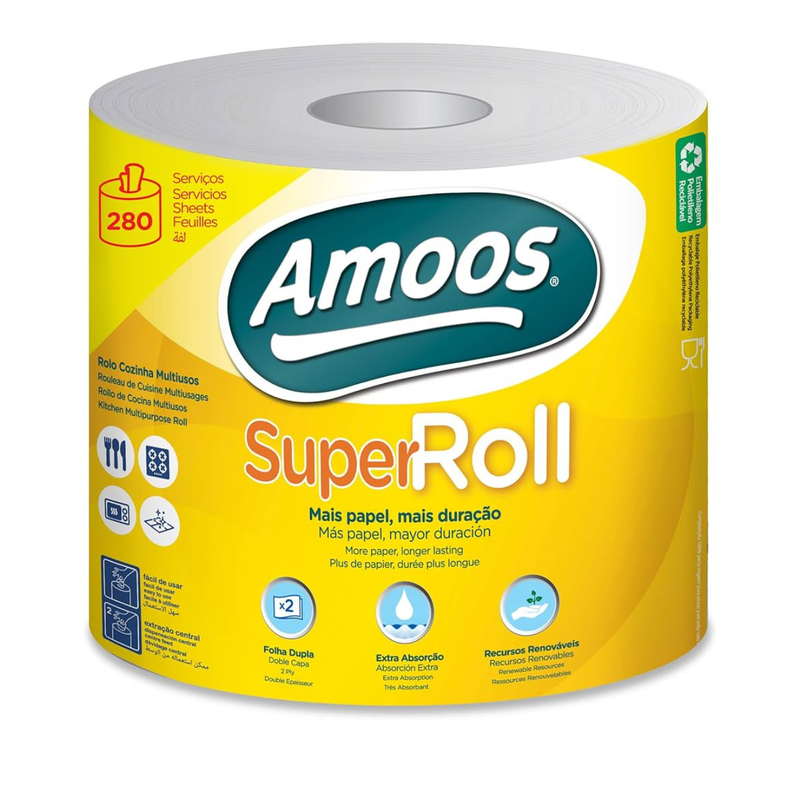 TOALLA MAYORDOMO SUPER ROLL DOBLE HOJA 280H AMOOS