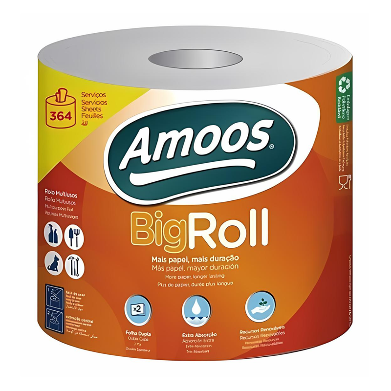 TOALLA MAYORDOMO SUPER ROLL DOBLE HOJA 364H AMOOS UNIDAD (6)