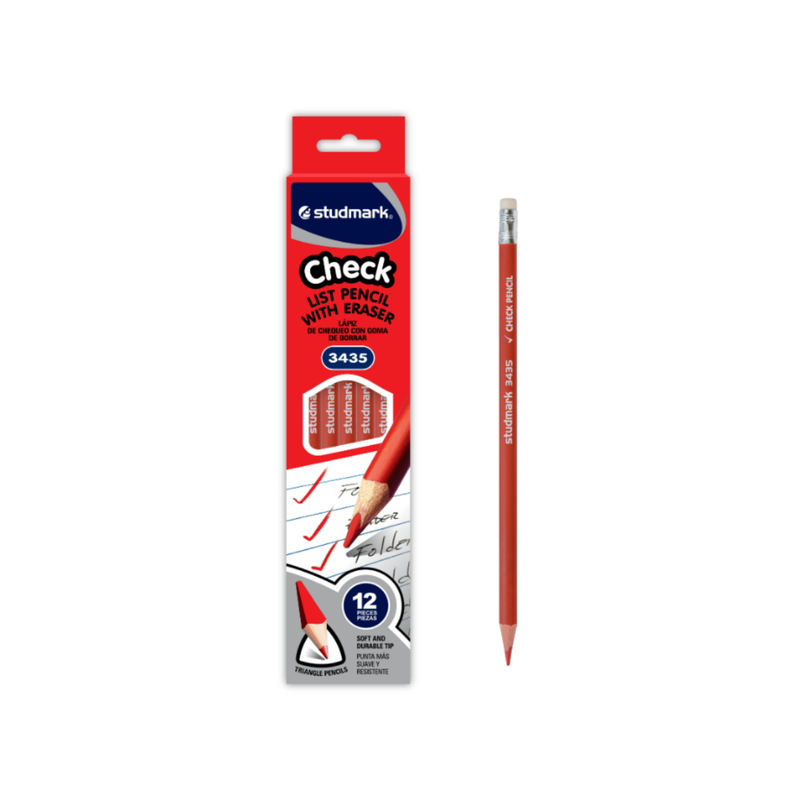  LAPIZ DE CHEQUEO ROJO C-BORRADOR STUDMARK 