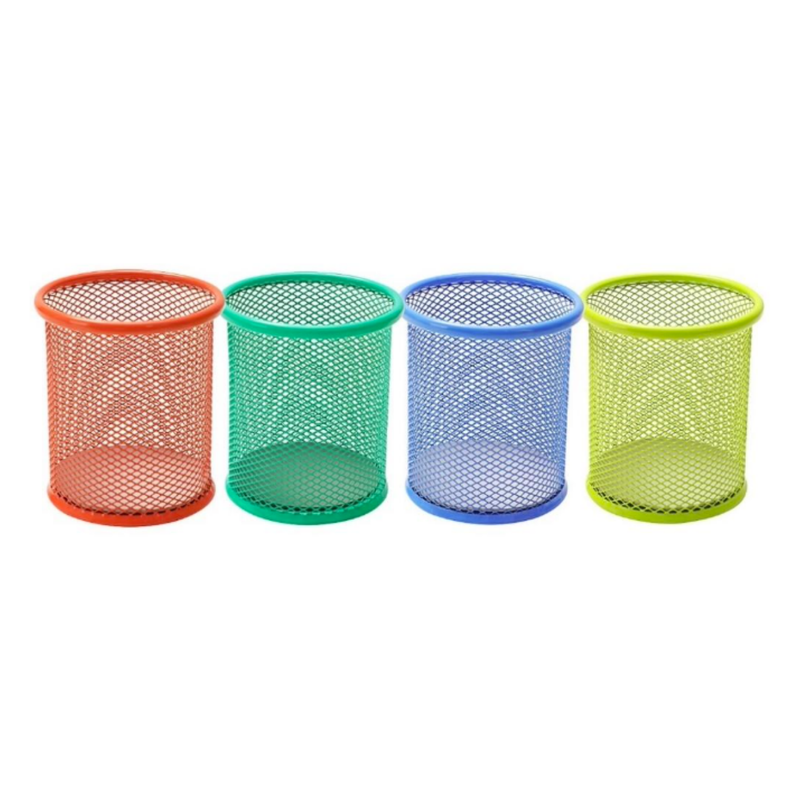 PORTALAPICES DE  ESCRITORIO MALLA REDONDO COLORES VIVOS 