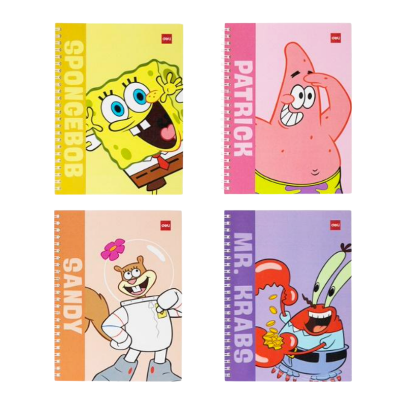 LIBRETA DE RESORTES A5 60H BOB ESPONJA (4U)