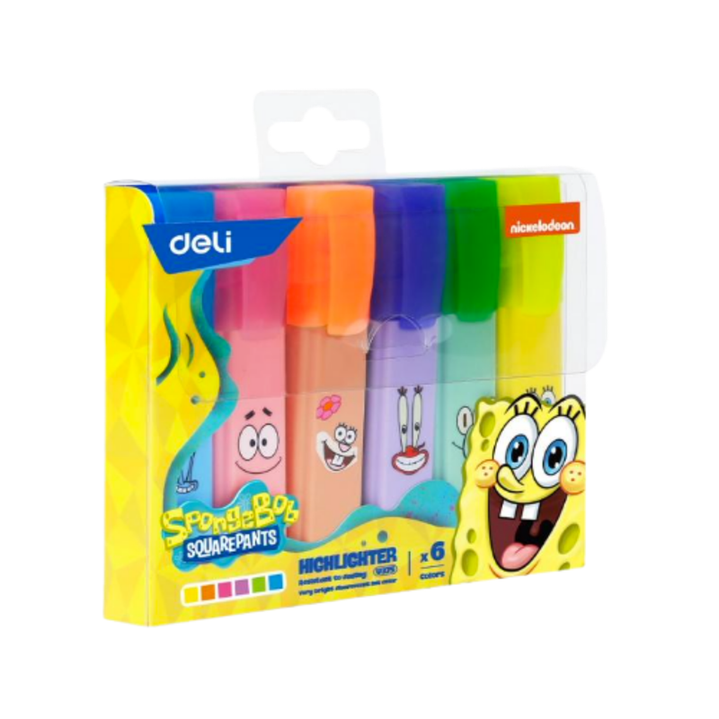 BLISTER DE 6 RESALTADORES BOB ESPONJA DELI