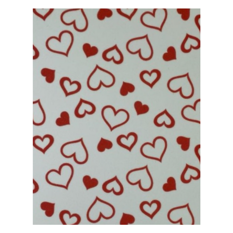 FOAM ESTAMPADO T/CARTA BLANCO CORAZONES ROJOS 10H