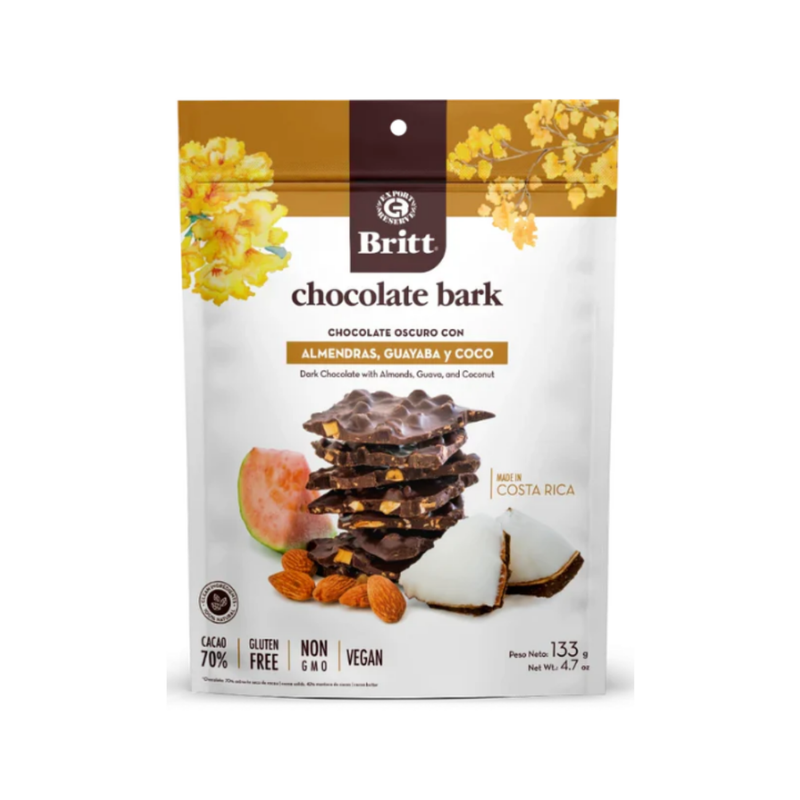 CHOCOLATE BRITT BARK CON ALMENDRAS, GUAYABA Y