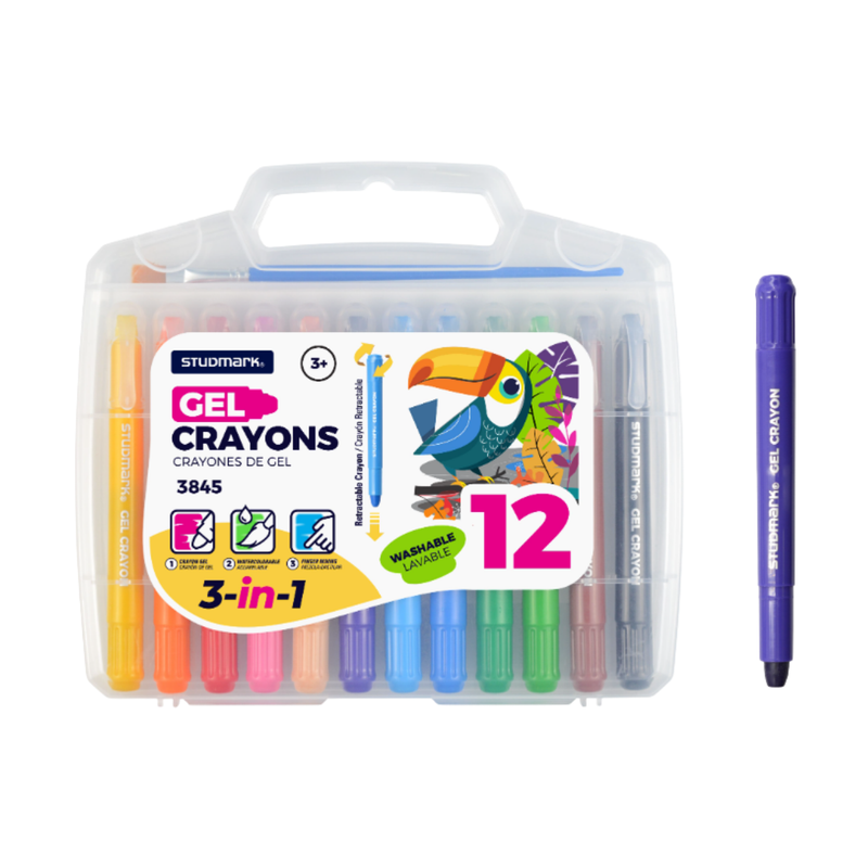 CRAYONES DE GEL RETRACTILES 3 EN 1 12 COLORES STUDMARK
