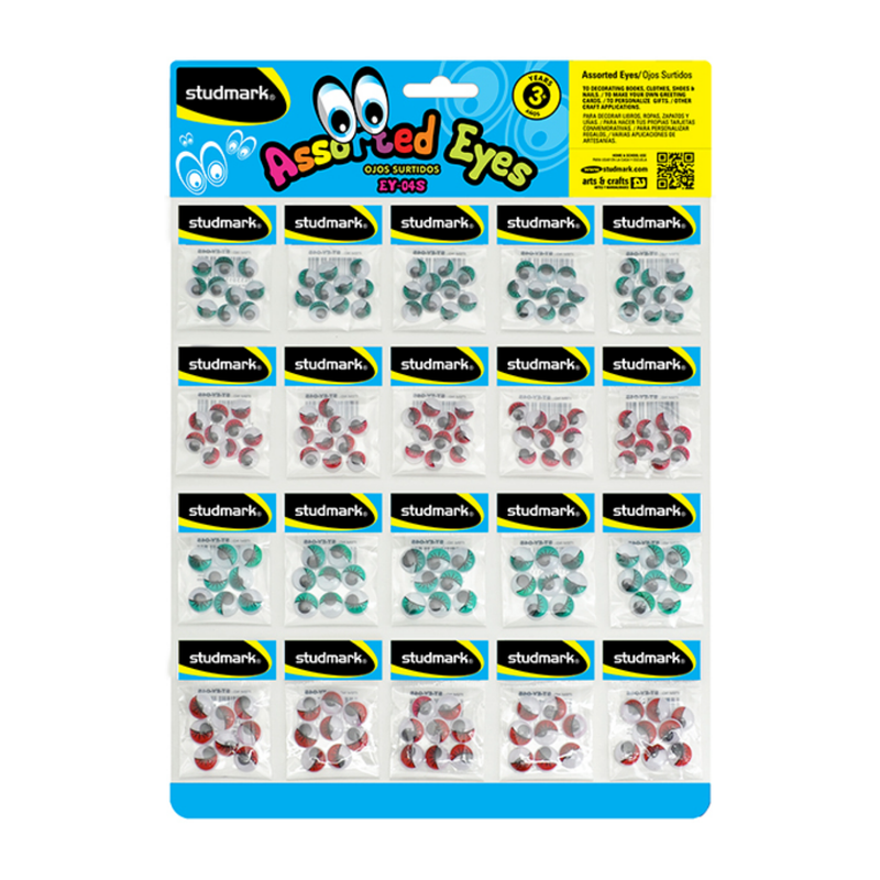 OJOS MOVILES COLORES CON PESTAÑA PEQUEÑOS 20 UNIDS STUDMARK