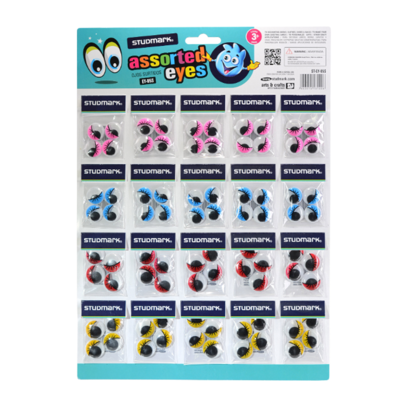 OJOS MOVILES COLORES CON PESTAÑA GRANDES 20 UNIDS STUDMARK 