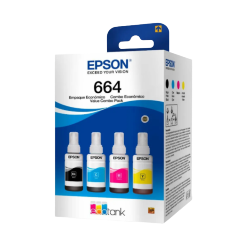 EPSON BOTELLA TINTA  T664 PACK COMPLETO 4 COLORES T664520-4P  