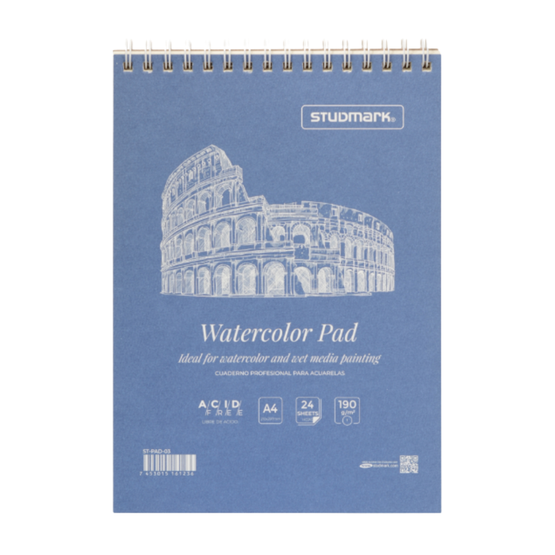 CUADERNO P/ ACUARELAS A4 24H 190G STUDMARK 